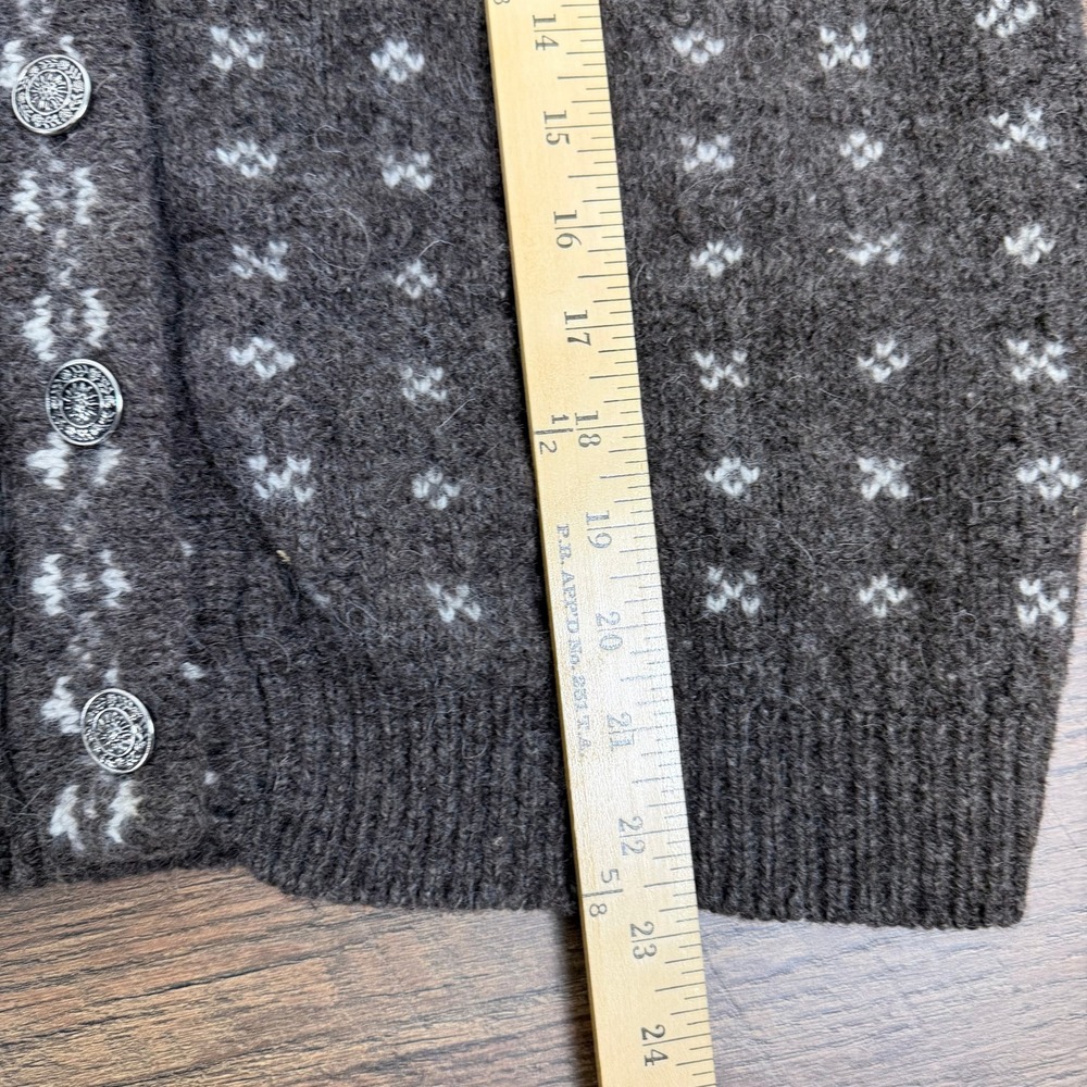 Alps Vintage 100% Wool Fair Isle Cardigan Sweater Brown Womens XL Made in USA - Picture 5 of 11